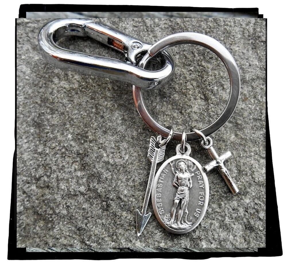 1144 Saint Sebastian Keychain, /Boys Saint Key Clip, Patron Saint of